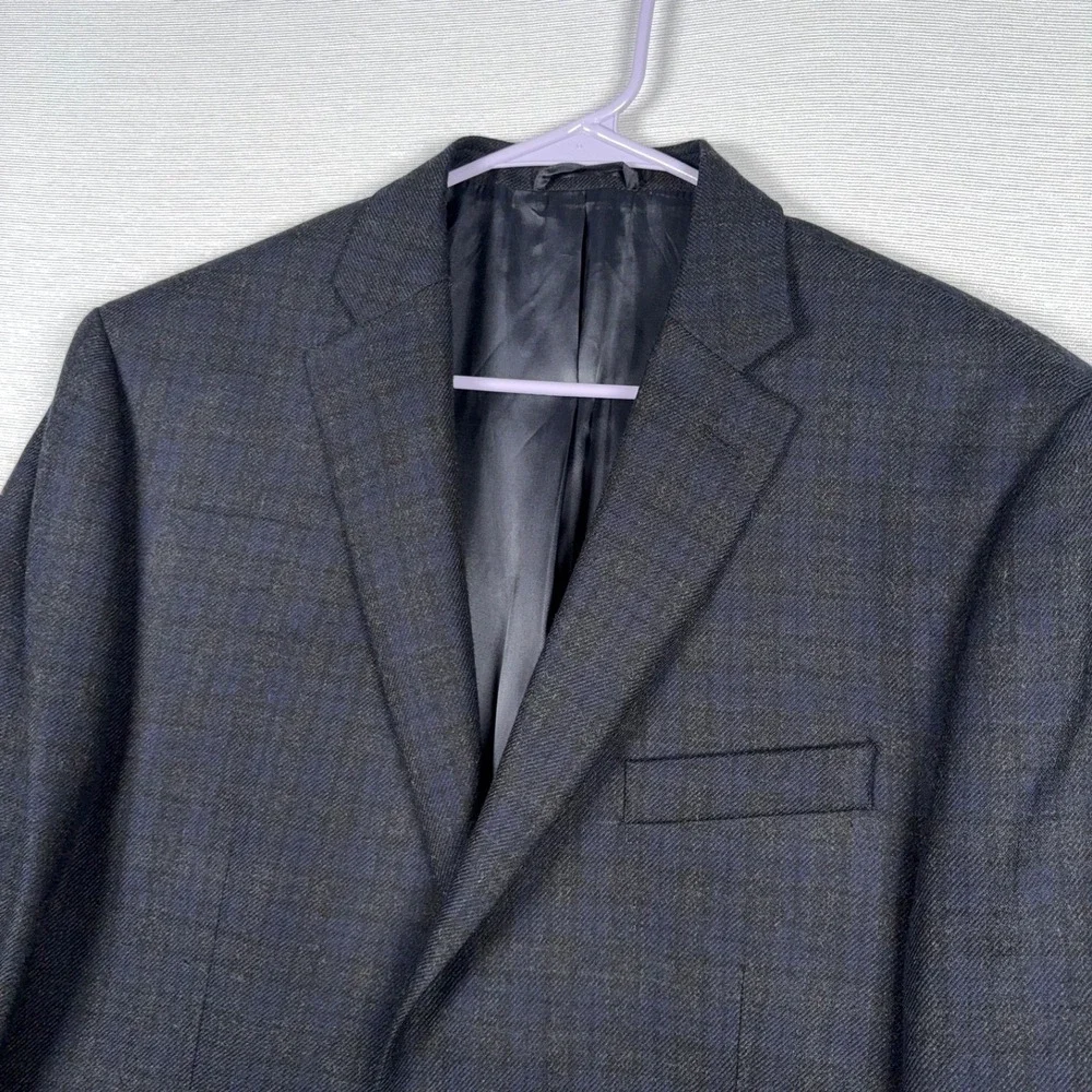 Lauren Ralph Lauren Plaid Wool Elbow Patch Blazer Mens Size 44R Navy Black